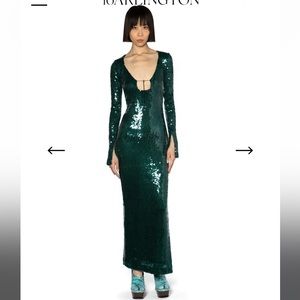 16Arlington SOLARIA MIDI DRESS IN GREEN SEQUIN